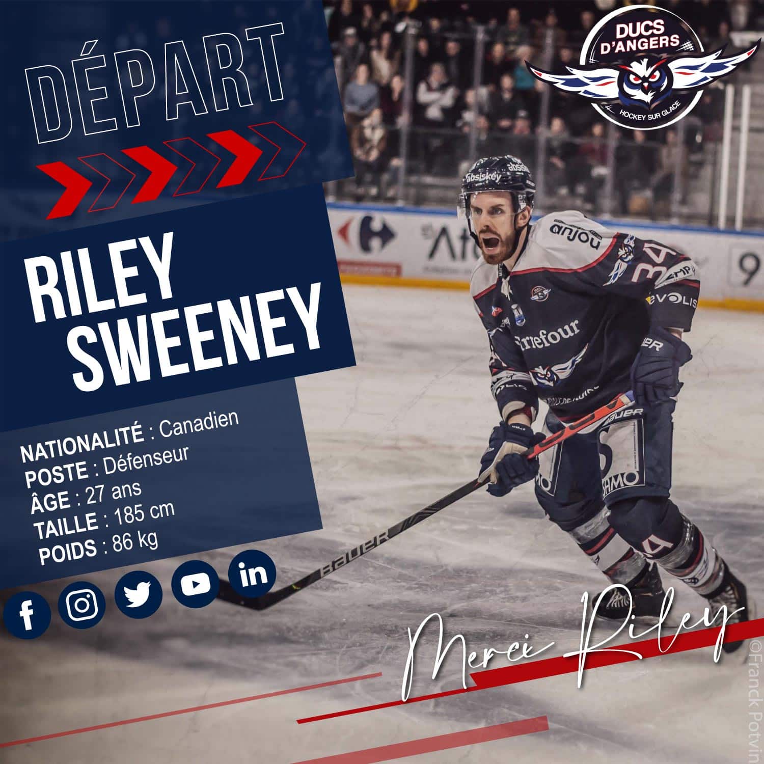 Départ Riley SWEENEY Les Ducs d'Angers